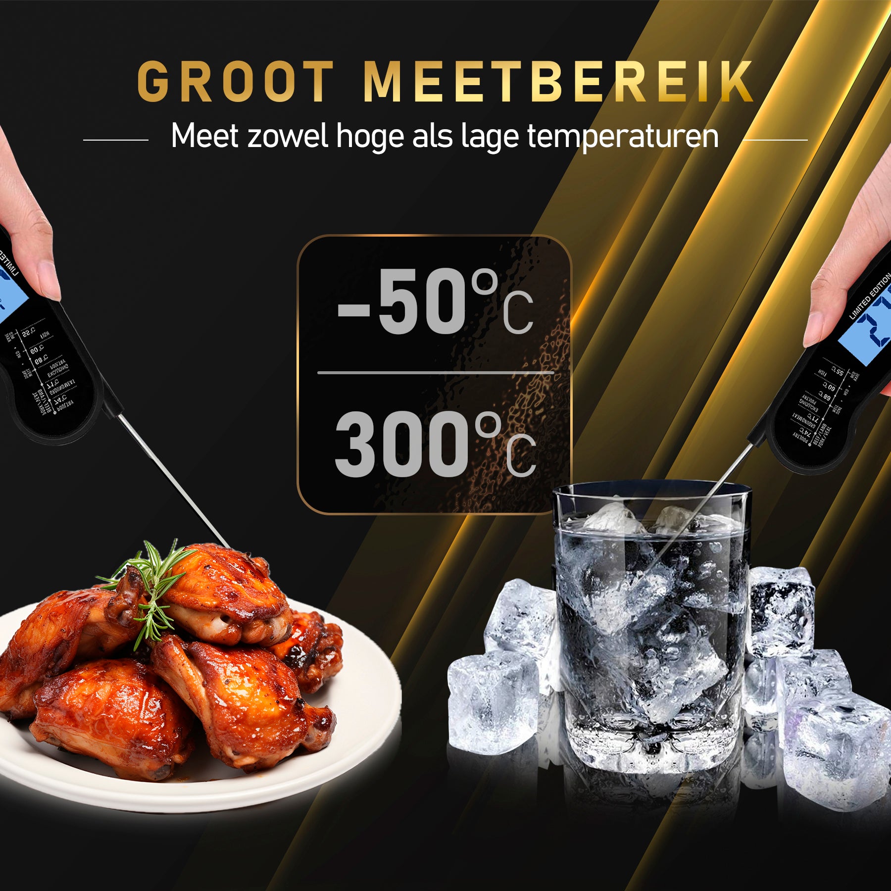 MostEssential Vleesthermometer - Limited Edition Black | 2x Reserve Batterij