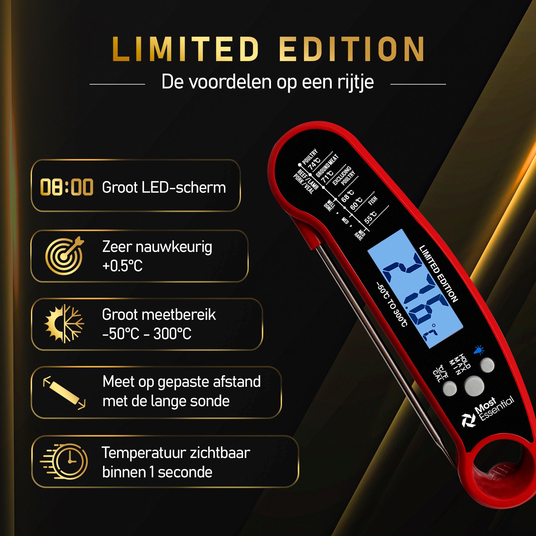 MostEssential Vleesthermometer - Limited Edition Red