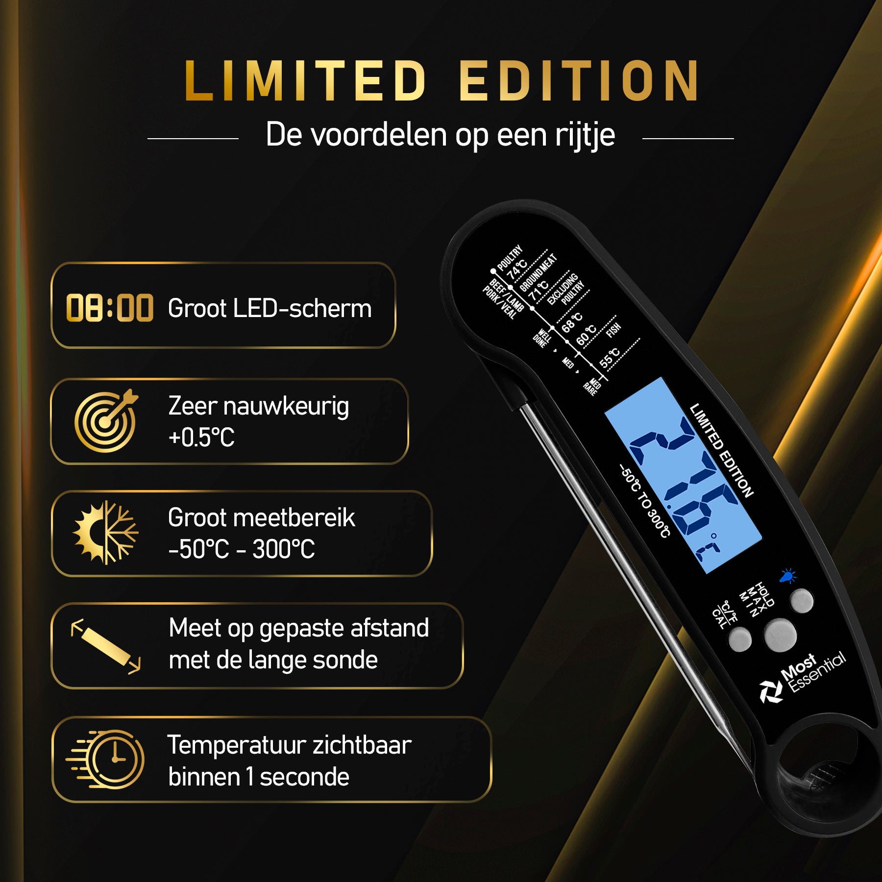 MostEssential Vleesthermometer - Limited Edition Black