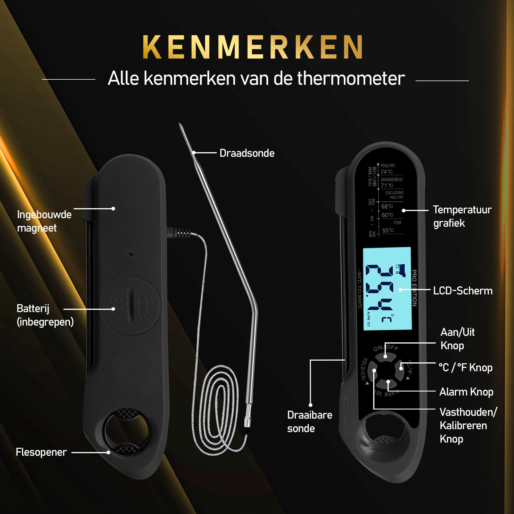 MostEssential 2-in-1 Vleesthermometer - PRO Edition Black