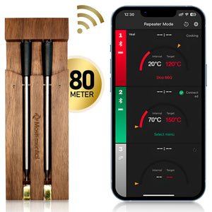 MostEssential Smart Vleesthermometer - Bluetooth 5.2 - Double Probe Edition Dark Brown