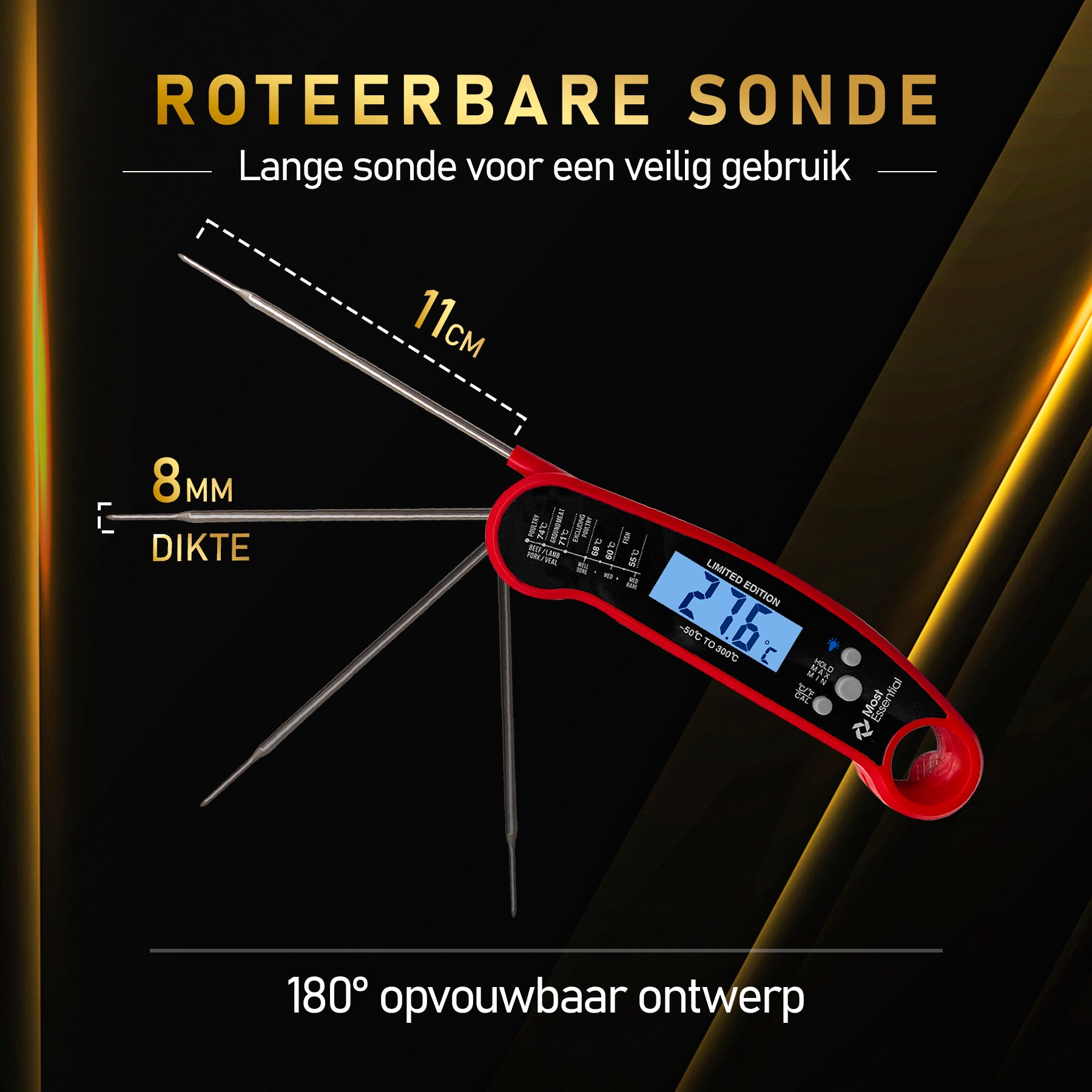 MostEssential Digitale Vleesthermometer - Limited Edition Red