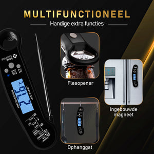 MostEssential Vleesthermometer - Limited Edition Black | 2x Reserve Batterij