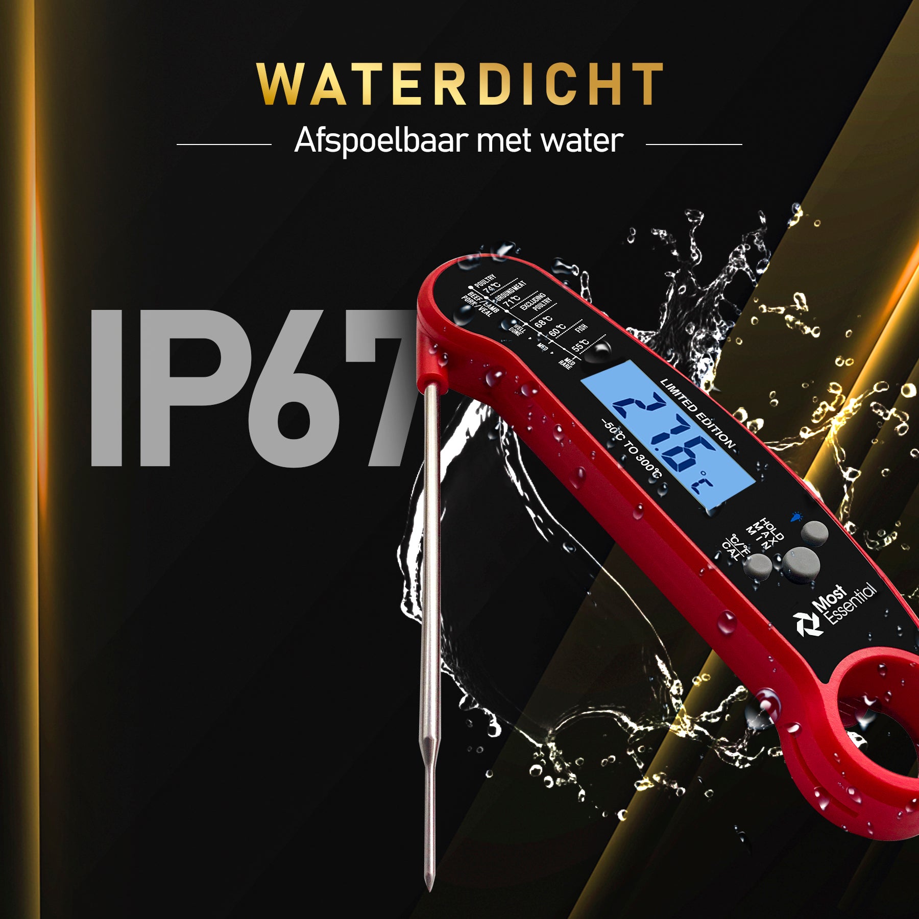 MostEssential Digitale Vleesthermometer - Limited Edition Red