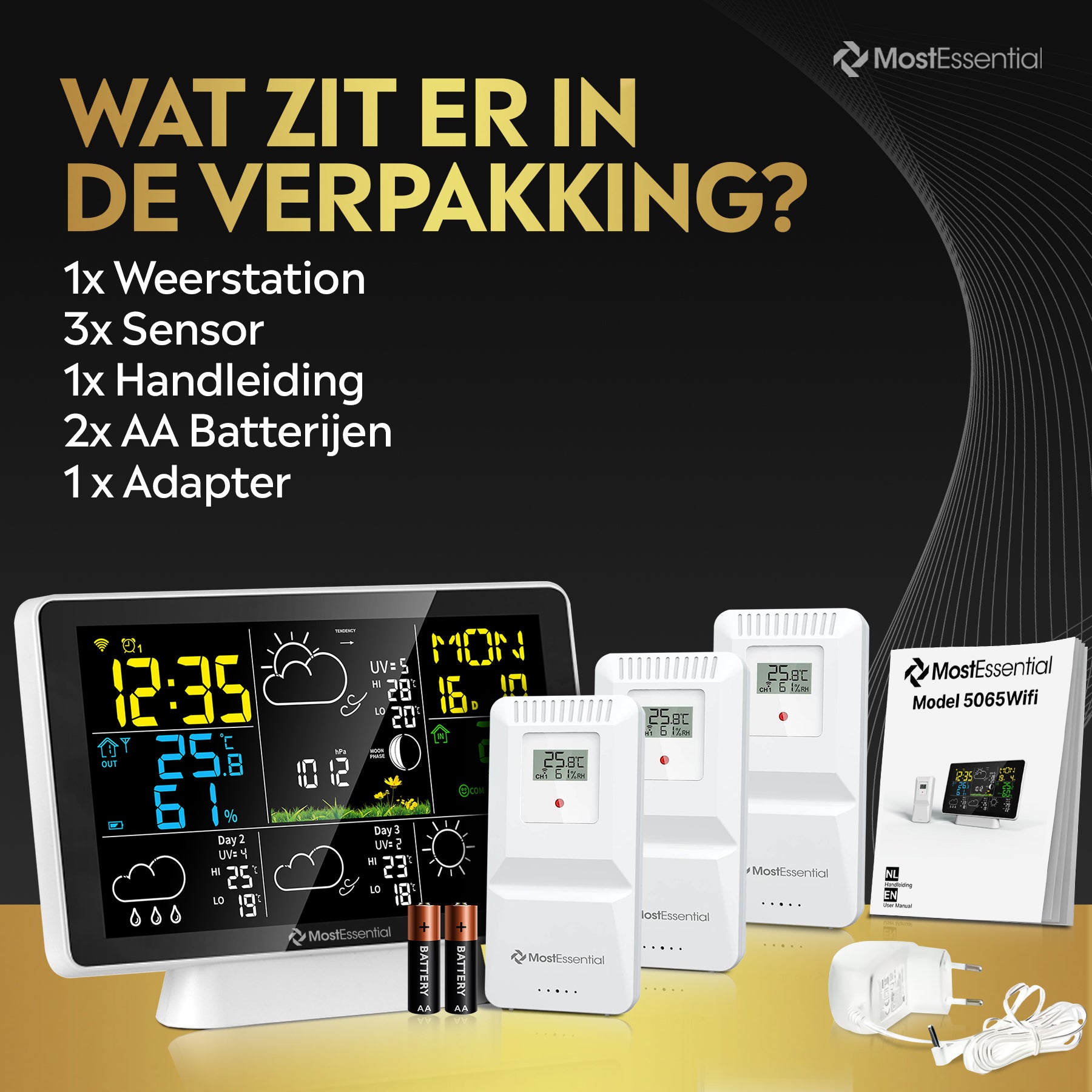 MostEssential Weerstation Wifi Edition - Draadloos Weerstation met Buitensensor 