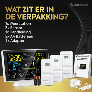 MostEssential Weerstation Wifi Edition - Draadloos Weerstation met Buitensensor 