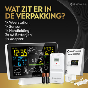 MostEssential Weerstation Wifi Edition - Draadloos Weerstation met Buitensensor 