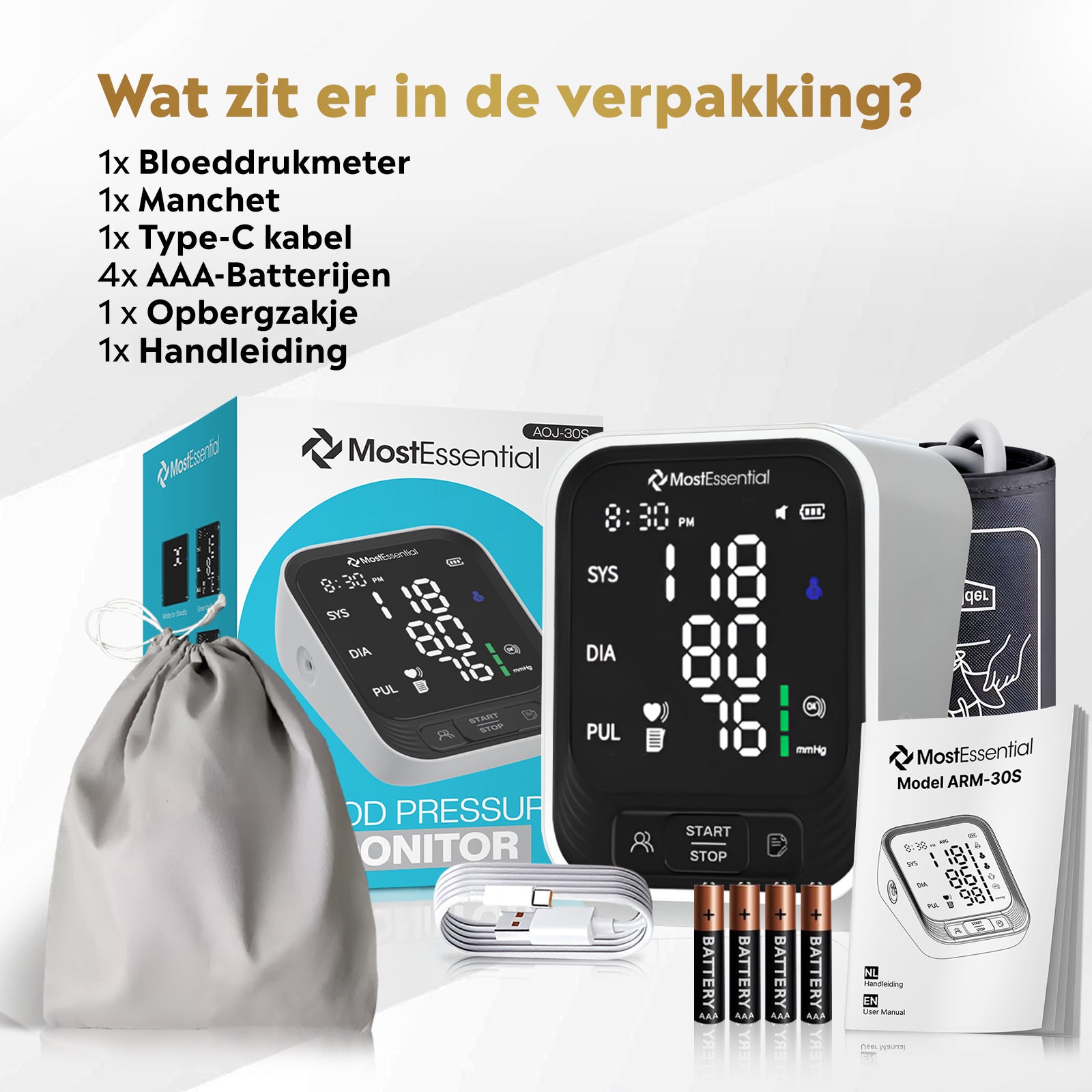 MostEssential Premium Bloeddrukmeter Bovenarm - 30S